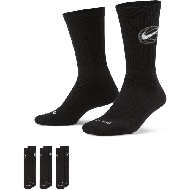 3 pairs of Nike quick-drying mid-calf basketball socks