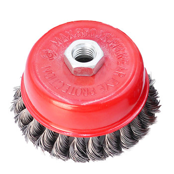 Wire brush bowl type rust removal twisted wire grinding ball wheel
