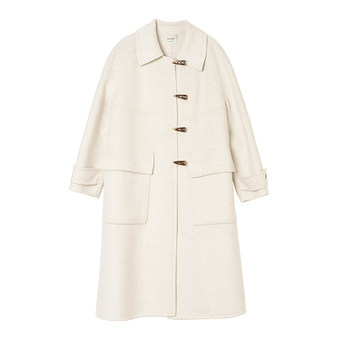 simpleretro暖冬学院派进口澳毛双面羊绒大衣牛角扣长款毛呢外套