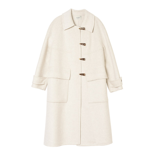 simpleretro暖冬学院派进口澳毛双面羊绒大衣牛角扣长款毛呢外套