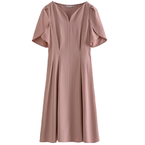 Single bunch plus size womens French elegant bud sleeve dress summer new slightly fat mm high waist mid-length skirt