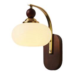 Medieval-Style Bedroom Bedside Lamp Wall Lamp Eye Protection New Chinese-Style Retro Corridor Entrance Balcony Simple Solid Wood Full Spectrum