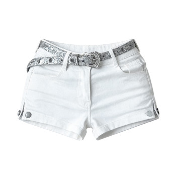 Li li ເຄື່ອງນຸ່ງຫົ່ມສີຂາວຂ້າງ zipper ແຫນ້ນ hip denim ສັ້ນສໍາລັບແມ່ຍິງ 2026 summer ໃຫມ່ elastic slimming pants