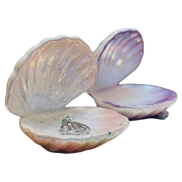 Ins style simple ceramic fish tail shell storage jewelry small ornaments home decoration jewelry tray storage tray bowl