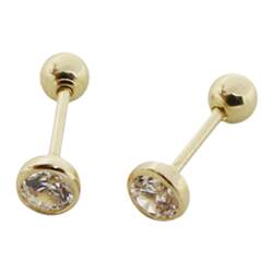 South Korea imported pure 14K gold earrings Bringing round drill pure K golden ball block screw screw buckle ear bone nail coopplant
