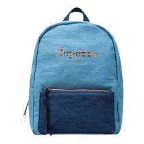 REPETTO casual color-blocked denim denim LOGO printed backpack 2024 spring new style