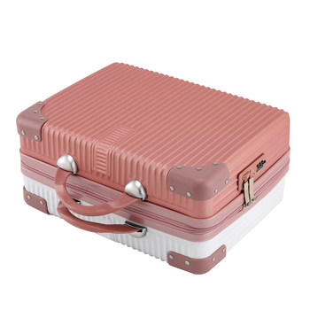 Retro suitcase 14-inch suitcase cosmetic bag women's small portable 16-inch password box travel storage box leather