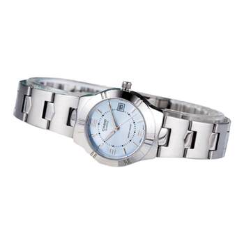 Casi0 Casio Ice Blue Watch Women's Fashionable Compact Steel Strap Simple Quartz Women's Watch Ltp-1241D-2A