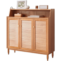 Genji Muyu solid wood shoe cabinet home door cherry wood entrance cabinet shutter door living room entry storage locker