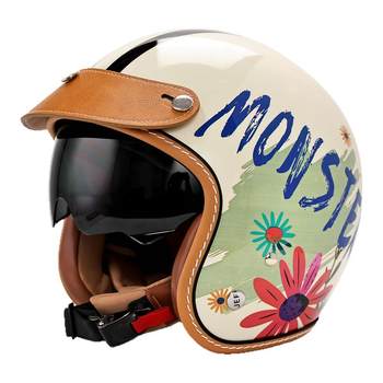 Taiwan jef retro helmet female sled motorcycle half helmet men 3c summer cool 3/4 helmet little monster four season helmet