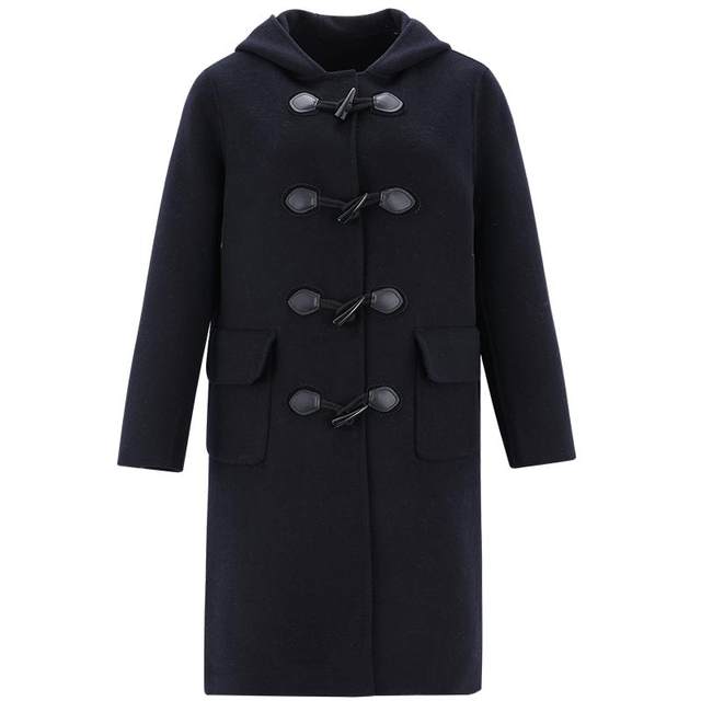 MindBridge double-breasted hooded wool coat