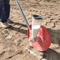 Large wheel line drawing truck lime laying out farmland trenching site construction ash spreader infrastructure road marking tool