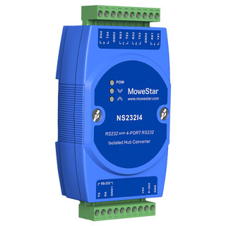 【MoweStar】移星工业级RS232转4路RS232高速光电隔离转换器集线器分线器信号放大延长中继器转接头NS232I4
