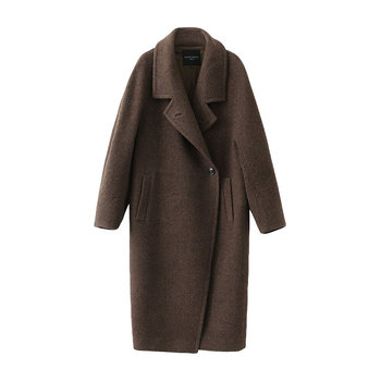 POPCHRIO欧可芮◆马海毛羊毛复古两穿毛呢大衣加厚呢子外套中长款