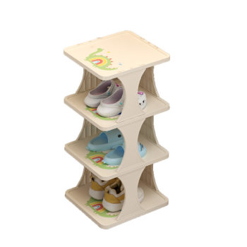 Children's cartoon shoe rack behind door saves space