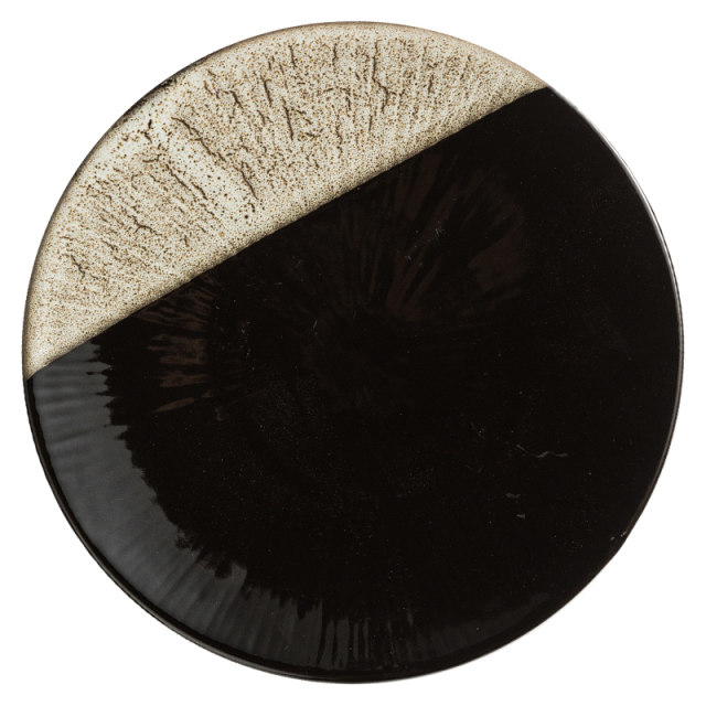 Japanese striped shallow dish oven ceramic plate Creative Western cuisine plate Steak plate Dim sum flat plate rice plate with dish plate