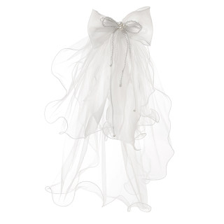 原创新品上新双层蝴蝶结珍珠流苏领证登记小头纱公主新娘头饰简约