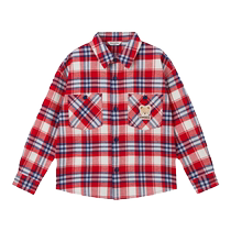 PawinPaw Cartoon Bear Childrens Clothing 2024 Early Autumn New Boys Classic Plaid All-Match Boys Shirt