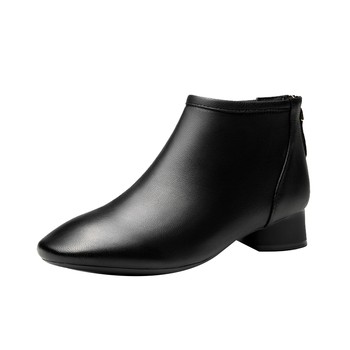 Aokang women's shoes winter soft sole soft sheepskin high top shoes women's genuine leather mom cylindrical low heel short boots l