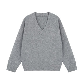 V-neck pullover sweater women's loose knit top