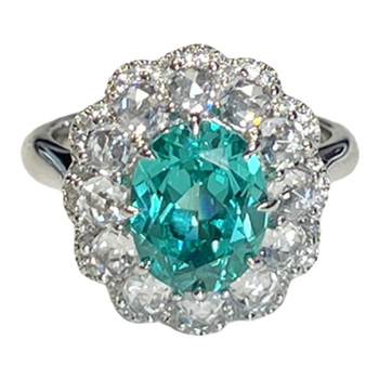 Artificial paraiba tourmaline women's ring