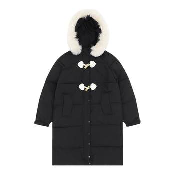 Mid-length horn buckle plus velvet thickened warm cotton clothing Mid-length horn buckle plus velvet thickened warm cotton clothing