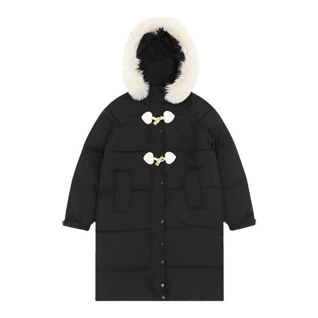 Mid-length horn buckle plus velvet thickened warm cotton clothing