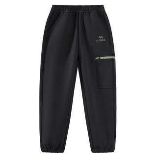 小骆驼男童软壳冲锋裤加厚加绒中大童休闲裤儿童运动长裤女束脚裤