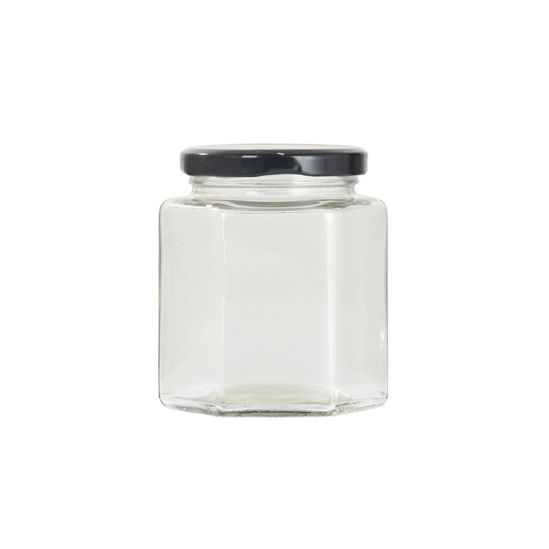 Food grade hexagonal small hexagonal glass bottle with lid