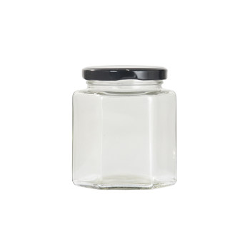 Food grade hexagonal small hexagonal glass bottle with lid