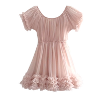 (Self-operated) Dutch Dolly girls dress summer mesh tutu skirt pink pleated princess skirt childrens clothing