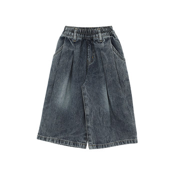 Big ear elephant girls washed jeans 2026 summer style new baoer straight fit casual thin long pants