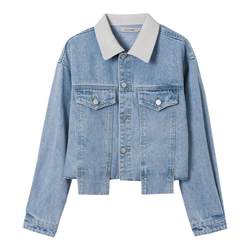 Ren Xiaoyi blue short denim jacket for women Korean style loose early spring 2024 new early spring top design