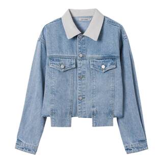 Blue short Korean style loose style early autumn denim jacket