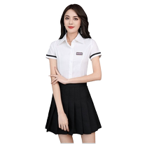 Shirt for women preppy skirt suit slim fit pedicure footbath technician uniform flight attendant uniform kindergarten teacher overalls to show height
