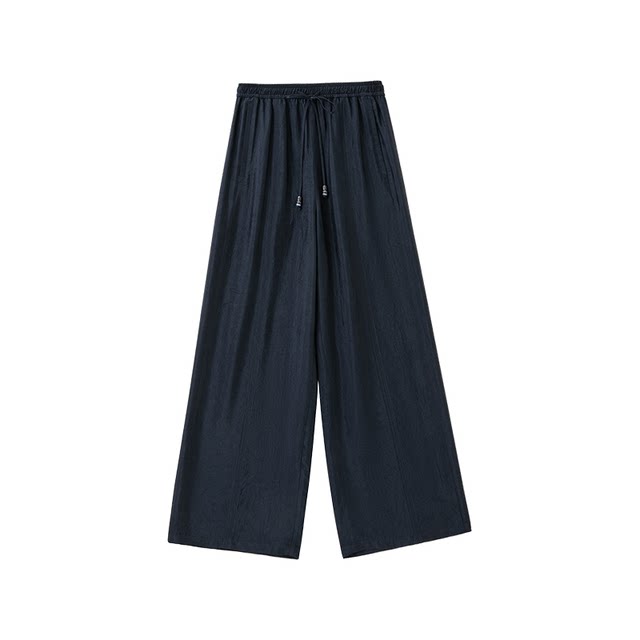 XWI Xinwei 100% Acetate Fiber Old Money Style Casual Pants Women's 2026 Summer High Waist Covering Hips Slim Straight Leg Wide Leg Pants