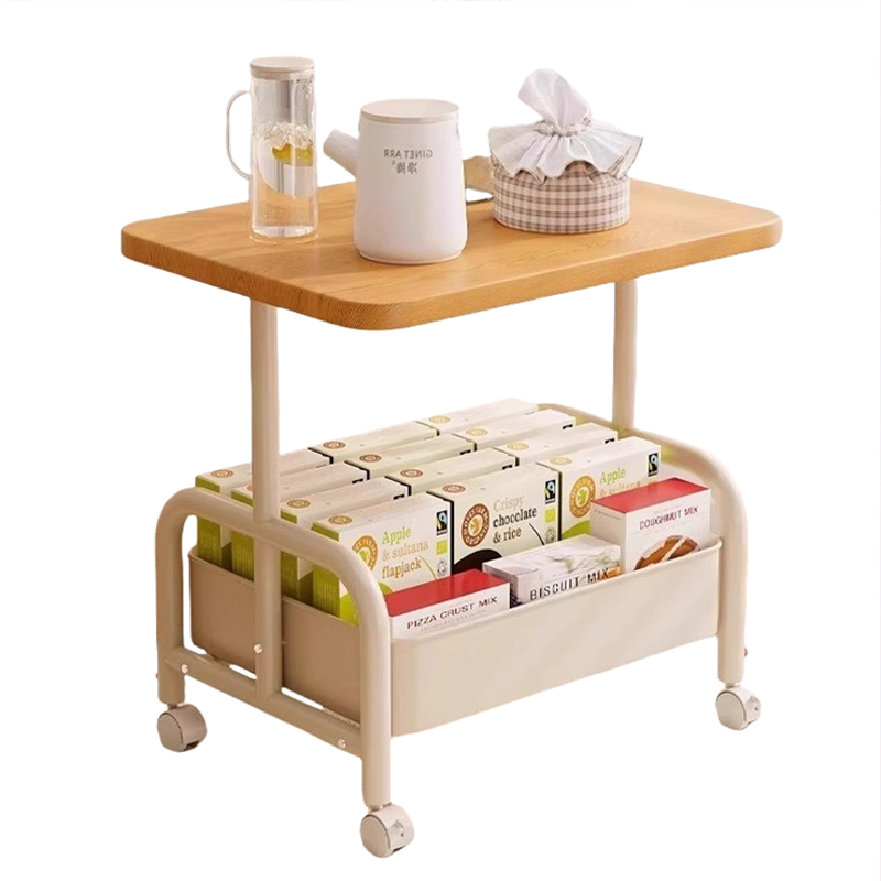 Trolley double-layer side several living room sofa movable coffee table storage small table with wheeled tea table bedroom storage rack