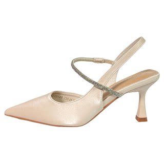 羊皮版dingyun丁允高跟鞋不掉跟伴娘鞋法式白色单鞋细跟凉鞋尖头