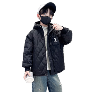 Boys' quilted jacket autumn and winter 2025 new style medium and large boys' cotton coat plus velvet and thickening to overcome the trend of foreign style