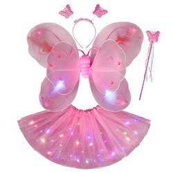 Children's luminous butterfly wings on the back of the Little Angel Girl's Back Decoration Girl Princess Magic Wand Fairy Skirt