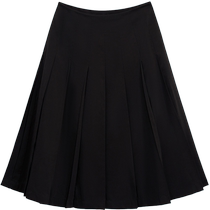 ERDOS Summer Pleated Skirt Womens High Waist Slim Silk Cotton Blend A-Line Skirt Commuting Style