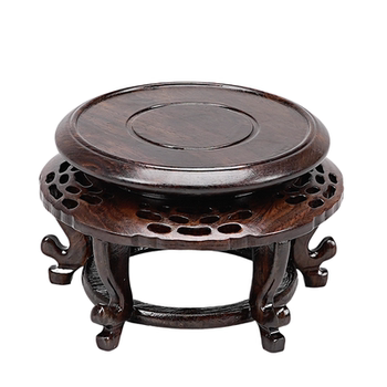 Black sandalwood round rotatable vase solid wood teapot stone incense burner antique antique flower bonsai ornament bottom bracket