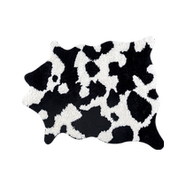 (Self-operated) KENZAKI machine washable cow pattern dresser black and white irregular bedroom bedside living room carpet