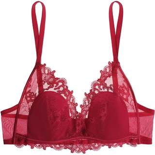 Curious Miss Red Lingerie for Women Bride Wedding Zodiac Year Lace Bra Set Small Chest French Style Wireless