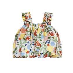 Girls' clothing fashionable suit Western children's clothing 2024 new children's floral suspender baby vest casual two-piece set