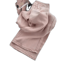 Pink Tencel Jeans Womens Summer Thin High Waist Pear Shape Figure Straight Leg Loose Drape Ice Silk Wide Leg Pants