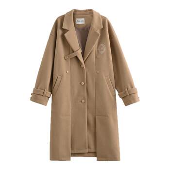 Mori girl tribe korean solid color long woolen coat women's 2025 new college style versatile loose autumn and winter coat