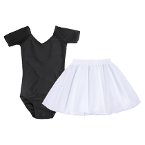 Childrens dance clothing female ballet clothing summer short-sleeved black nylon practice clothing dance-specific examination gymnastics clothing