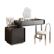 Yiluo exquisite dressing table black retro cupboard integrated dressing table small apartment bedroom retractable solid wood dressing table