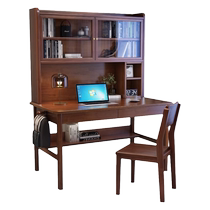Naizhai bookcase bookshelf integrated desk solid wood study table study desk light luxury desk computer desk